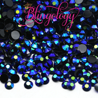 Black Blue AB Jelly Resin Round Flat Back Loose Rhinestones