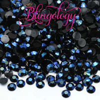 Navy AB Jelly Resin Round Flat Back Loose Rhinestones