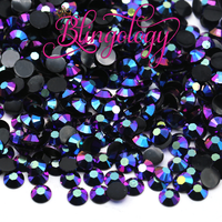 Black AB Jelly Resin Round Flat Back Loose Rhinestones