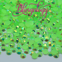 Bright Green AB Jelly Resin Round Flat Back Loose Rhinestones