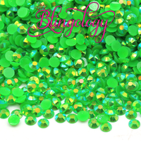 Green AB Jelly Resin Round Flat Back Loose Rhinestones