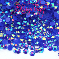Sapphire AB Jelly Resin Round Flat Back Loose Rhinestones