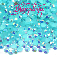 Medium Aquamarine AB Jelly Resin Round Flat Back Loose Rhinestones