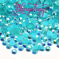 Dark Aquamarine AB Jelly Resin Round Flat Back Loose Rhinestones