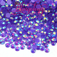 Dark Amethyst AB Jelly Resin Round Flat Back Loose Rhinestones