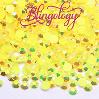 Bright Yellow AB Jelly Resin Round Flat Back Loose Rhinestones