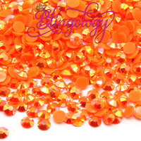 Bright Orange AB Jelly Resin Round Flat Back Loose Rhinestones