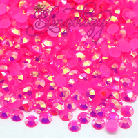 Hot Pink AB Jelly Resin Round Flat Back Loose Rhinestones