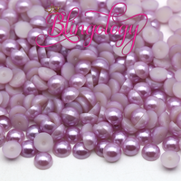 Light Purple Pearls Resin Round Flat Back Loose Pearls