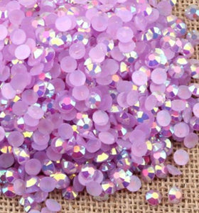 Live - 5mm Light Amethyst AB Jelly Resin Round Flat Back Loose Rhinestones - 3,000pcs