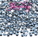 Light Blue Hematite Glass Round Flat Back Loose Rhinestones