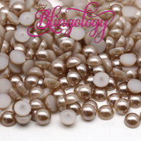 Light Coffee Pearls Resin Round Flat Back Loose Pearls
