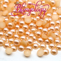 Light Orange Pearls Resin Round Flat Back Loose Pearls