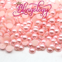 Light Pink Pearls Resin Round Flat Back Loose Pearls