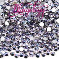 Light Purple Hematite Glass Round Flat Back Loose Rhinestones