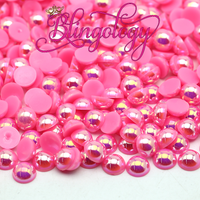 Bubblegum AB Pearls Resin Round Flat Back Loose Pearls