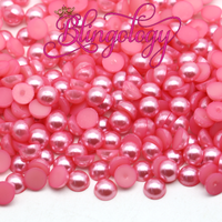 Light Rose Pearls Resin Round Flat Back Loose Pearls