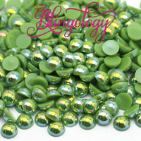 Olive AB Pearls Resin Round Flat Back Loose Pearls