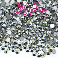 Pale Blue Hematite Glass Round Flat Back Loose Rhinestones