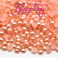 Peach Pearls Resin Round Flat Back Loose Pearls