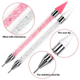 Rhinestone Picker Tool, Wax Pencil Pen, Double Head Pick Up Applicator Tool for Nail Studs, Gems, Crystal, Jewel, Diamond, Stones