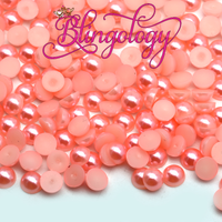 Pink Pearls Resin Round Flat Back Loose Pearls