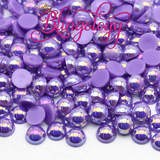 Purple AB Pearls Resin Round Flat Back Loose Pearls