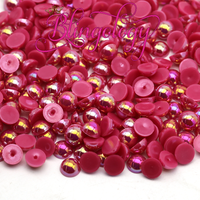 Rose AB Pearls Resin Round Flat Back Loose Pearls