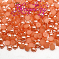 Rouge Pink Pearls Resin Round Flat Back Loose Pearls