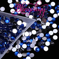 Royal Blue Resin Round Flat Back Loose Rhinestones