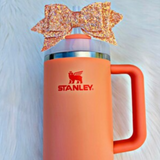 NEW Stanley Straw Topper - Light Orange Glitter Bow