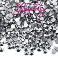 Silver Glass Round Flat Back Loose Rhinestones