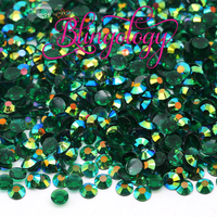 BULK Emerald Green Transparent AB Jelly Resin Round Flat Back Loose Rhinestones