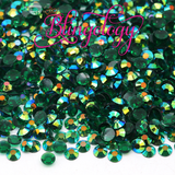 2-6mm Mixed Emerald AB Transparent Jelly Resin Round Flat Back Loose Rhinestones