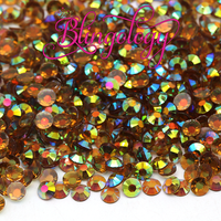 Coffee AB Transparent Jelly Resin Round Flat Back Loose Rhinestones