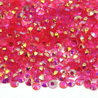 Fuchsia AB Transparent Jelly Resin Round Flat Back Loose Rhinestones