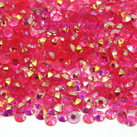 BULK Fuchsia Pink Transparent AB Jelly Resin Round Flat Back Loose Rhinestones