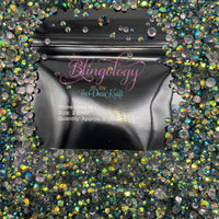 Black Diamond AB Transparent Jelly Resin Round Flat Back Loose Rhinestones