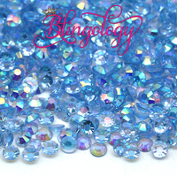 Light Sapphire AB Transparent Jelly Resin Round Flat Back Loose Rhinestones