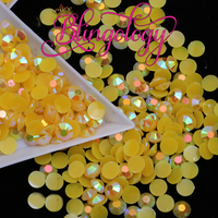 Yellow AB Jelly Resin Round Flat Back Loose Rhinestones