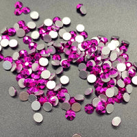 Fuchsia Metallic Glass Round Flat Back Loose Rhinestones