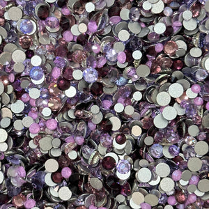 SS6-SS20/2-5mm Purples Glass Round Flat Back Rhinestones Mixed Set #34 - 1000pcs