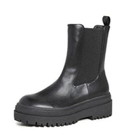 Good American Chelsea Pull On Leather Black Boots Size 5.5