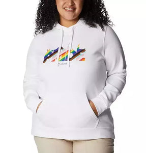 NWT Columbia Women's White Trek Pride Graphic Hoodie Sweatshirt AL9594-105 1X