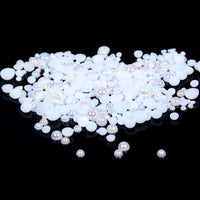 6mm White AB Resin Round Flat Back Loose Pearls