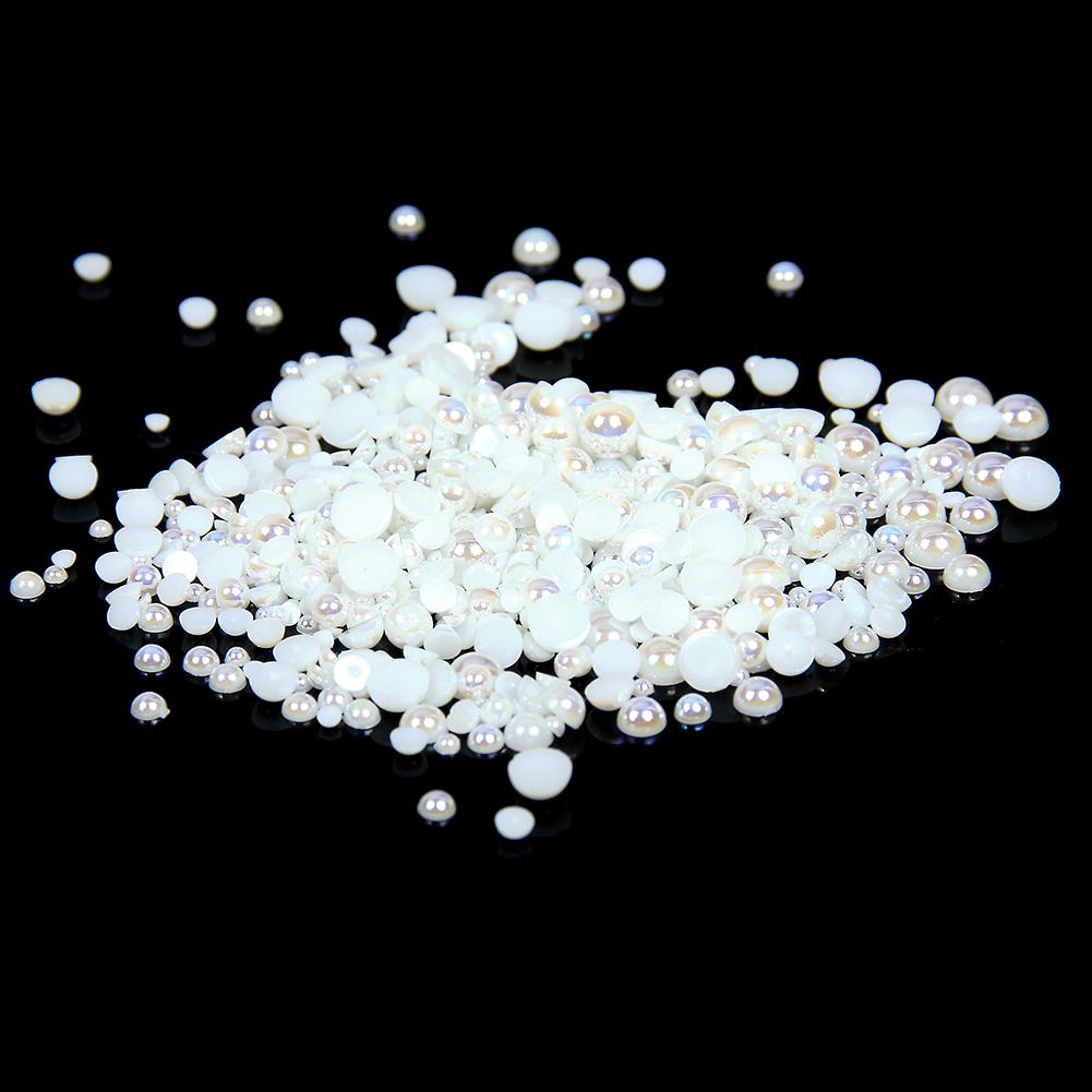 5mm Ivory AB Resin Round Flat Back Loose Pearls