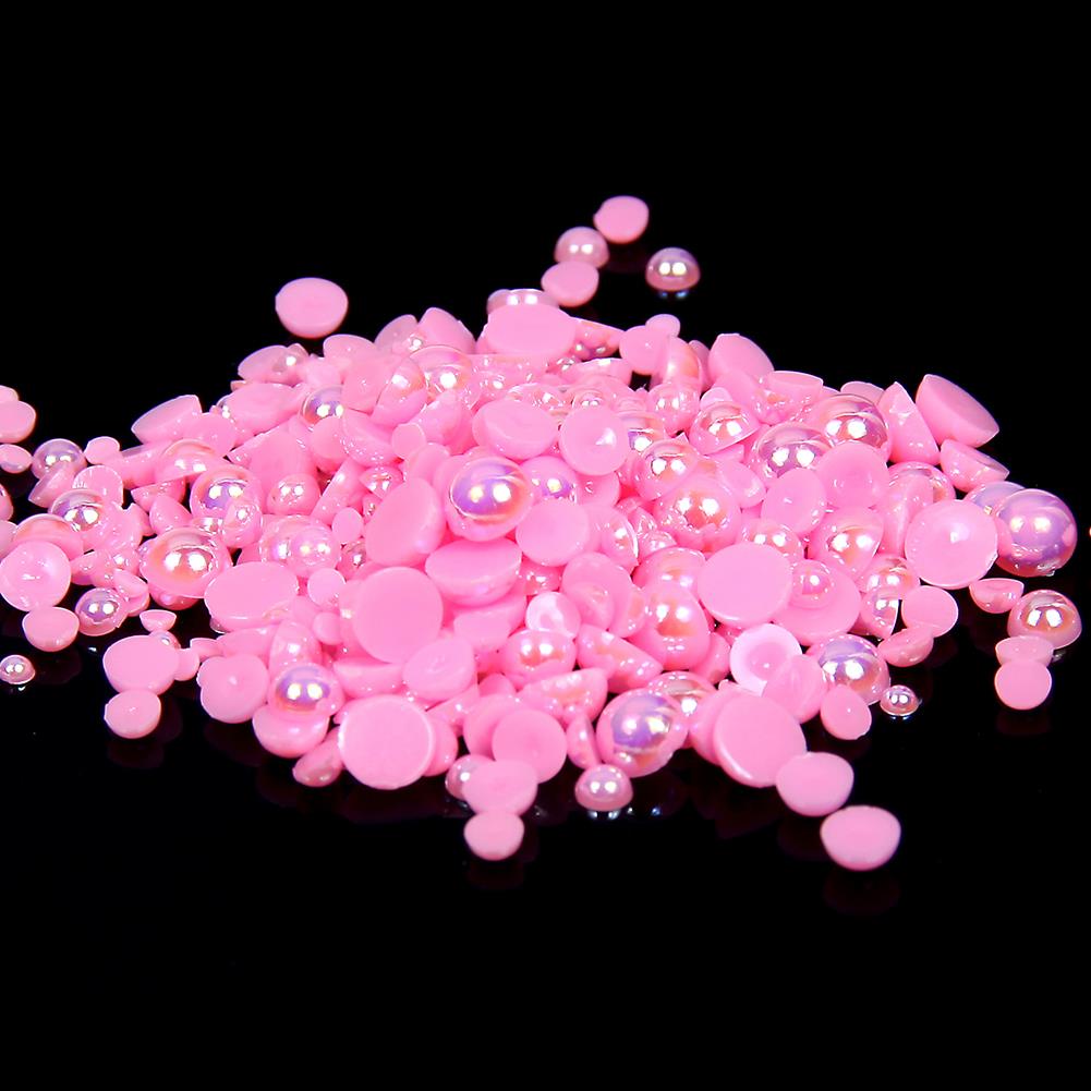 5mm Light Rose AB Resin Round Flat Back Loose Pearls - 1000pcs