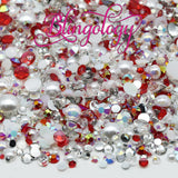 2-10mm Mixed Pearls and Rhinestones Resin Round Flat Back Loose Pearls #107 - 2000pcs