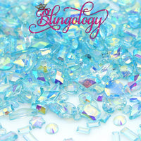 Mixed Shape Resin Rhinestones Aquamarine AB Transparent Rhinestones, Heart, Round, Star, Moon, Diamond Flat Back Loose Rhinestones - 500pcs
