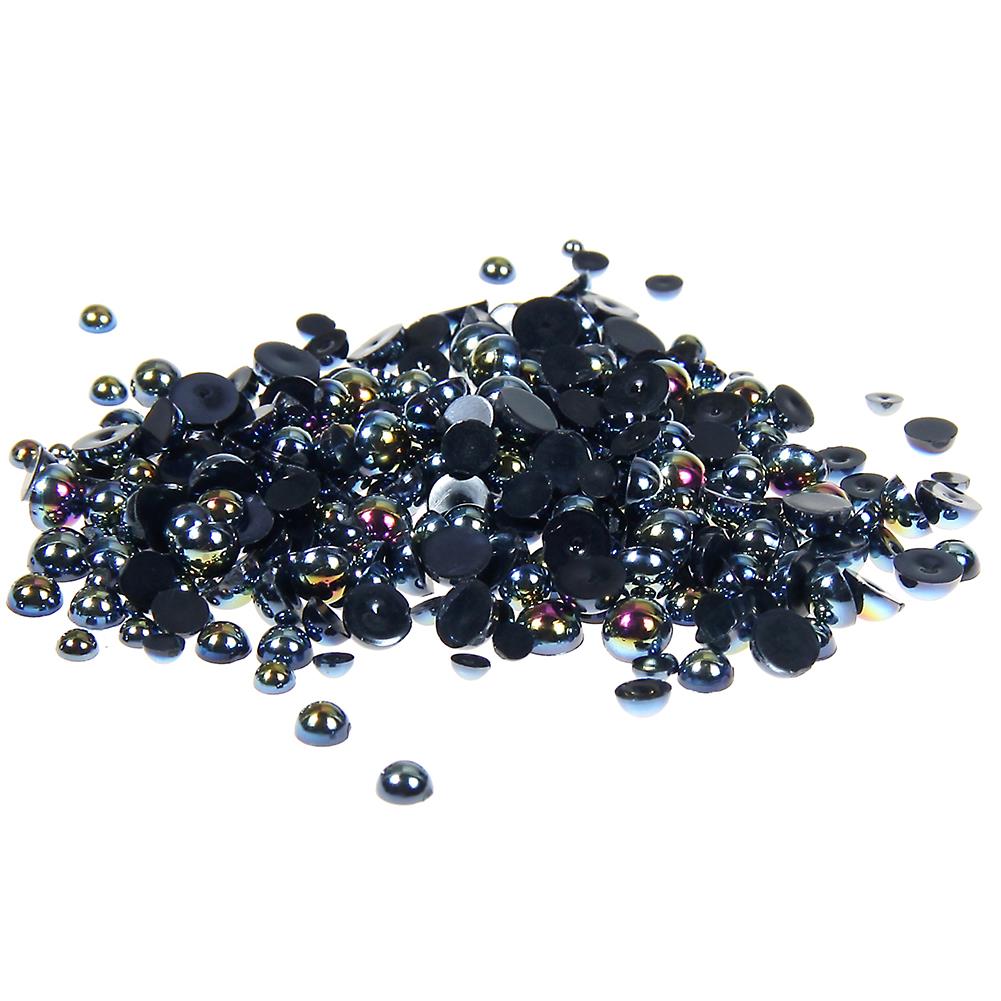 4mm Black AB Resin Round Flat Back Loose Pearls - 2500pcs